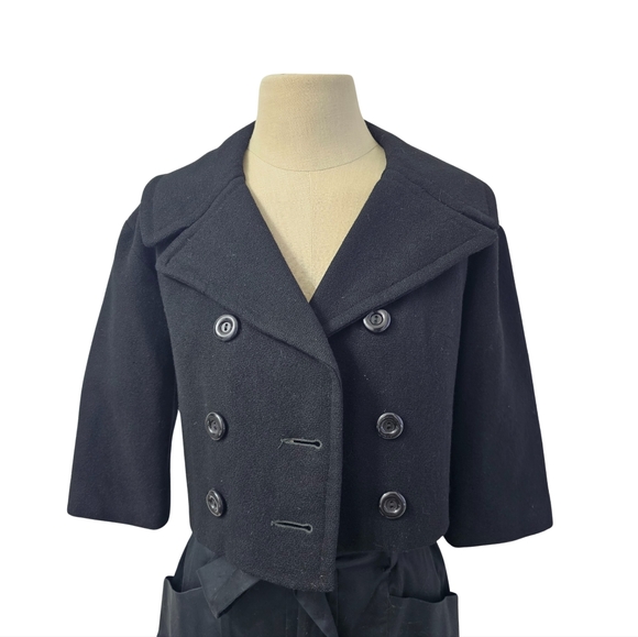 1950s Vintage Wool Black Crop Jacket Size Small - Picture 1 of 6